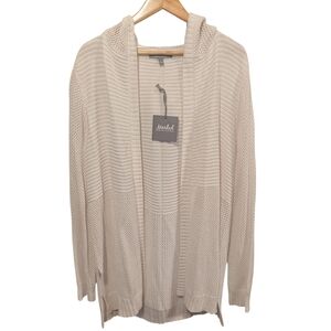 Marled White Hooded Cardigan Size Large
